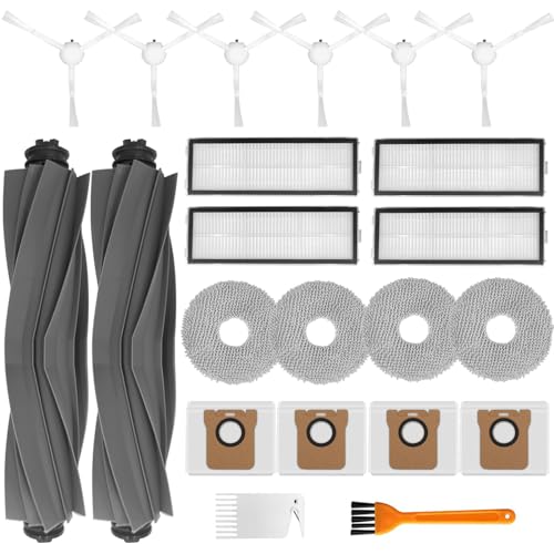 Bibemorol Zubehör für Dreame L10 Ultra / L10s Ultra Roboter Staubsauger, Zubehör mit 2 Hauptbürste, 4 HEPA Filter, 4 staubbeutel, 4 Wischtücher, 6 Seitenbürsten, 2 Reinigungsbürsten(Weiß) von Bibemorol