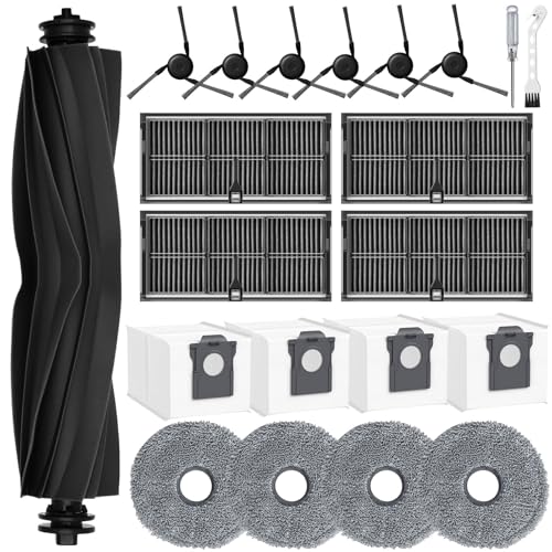Zubehör für Dreame X40 Ultra Complete/L40 Ultra/X40 Master/Mova P50 Pro Ultra Roboter Saugroboter, 1 Hauptbürste, 4 Filter, 4 Wischpad, 6 Seitenbürsten, 4 Staubbeutel, 1 Bürste 1 Schraubendreher 21Pcs von Bibemorol