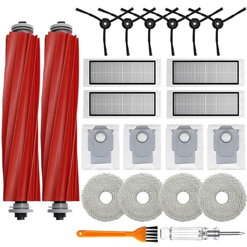 Zubehör für Roborock Q Revo, Zubehör nicht für Q Revo S Roboter Staubsauger, Ersatzteile mit Hauptbürste, Staubbeutel, Wischpads, HEPA-Filter, Seitenbürsten Ersatzteil 22 Stück (Schwarz) von Bibemorol