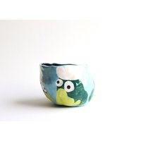 Keramik Frösche Pixelart Anime Niedlich Ästhetik Illustriert Vase Grün Blau Pflanztopf Geschenk Handgemacht Ton Pinsel Halter Container Topf von Biberklau