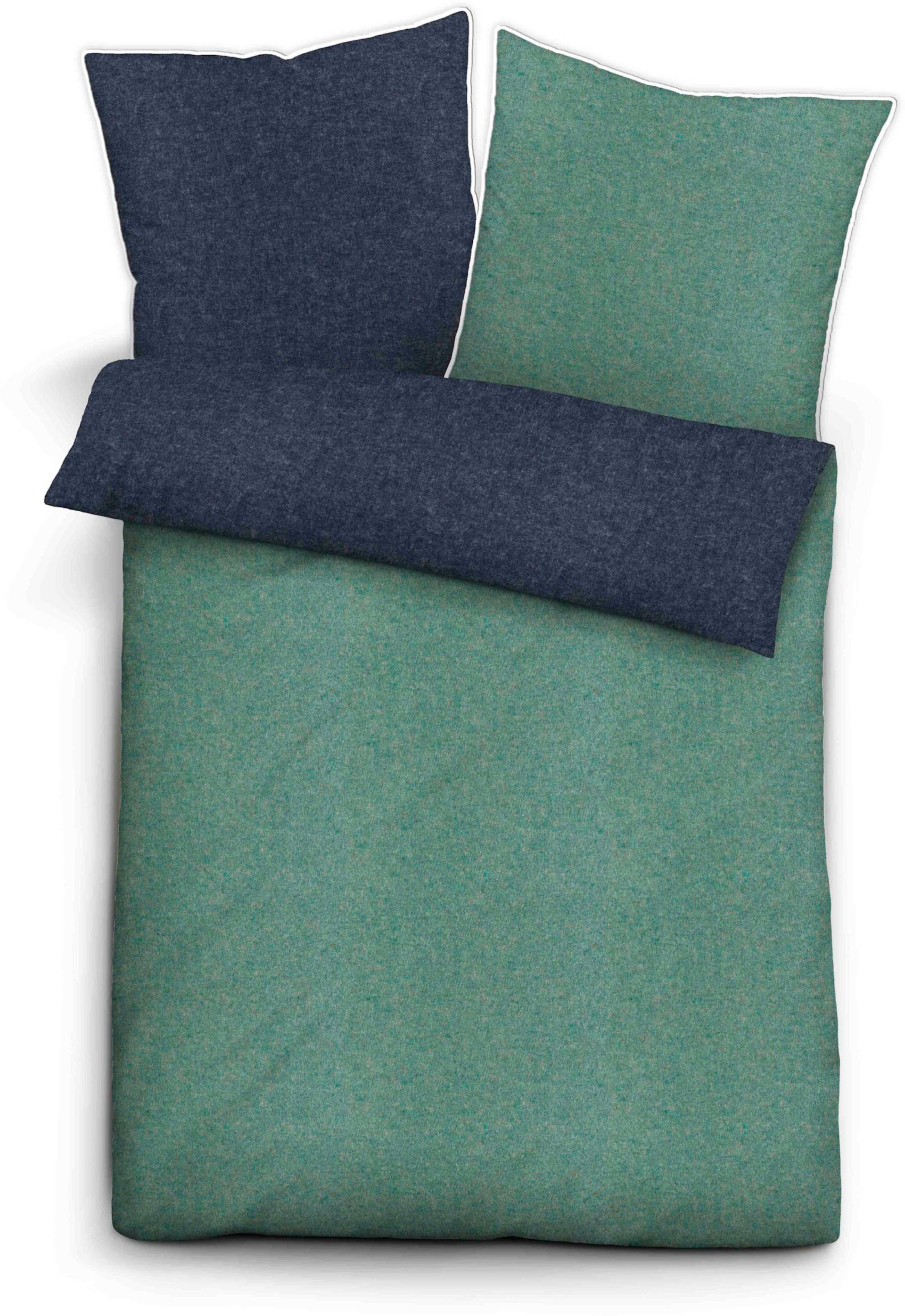 Bettwäsche in grün-blau von Biberna von Biberna