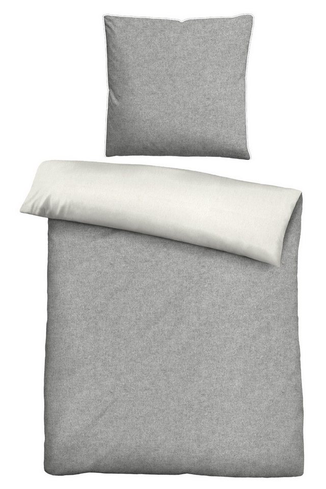 Biberna Bettwäsche Biberna Melange- Flanell Bettwäsche 'Uni' 135 x 200 cm von Biberna