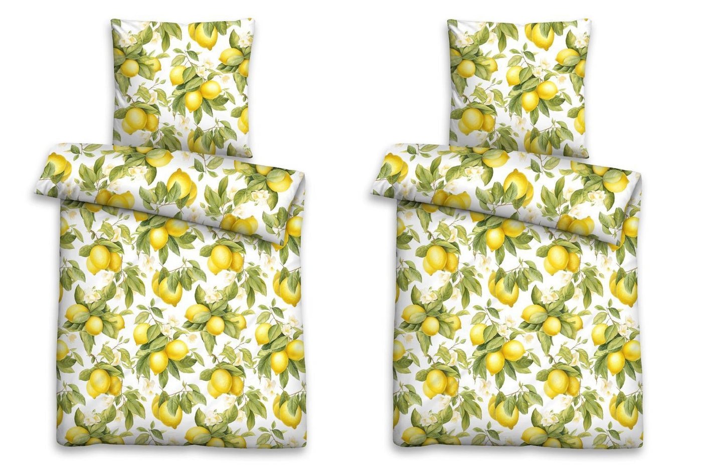 Biberna Bettwäsche ZITRO, Weiß, Gelb, Grün, Zitronenmotiv, Baumwolle, 2 teilig, mit Reißverschluss, 135 x 200 cm Biberna Bettwäsche ZITRO, Weiß, Gelb, Grün, Zitronenmotiv, Baumwolle, 2 teilig, mit Reißverschluss, 135 x 200 cm von Biberna