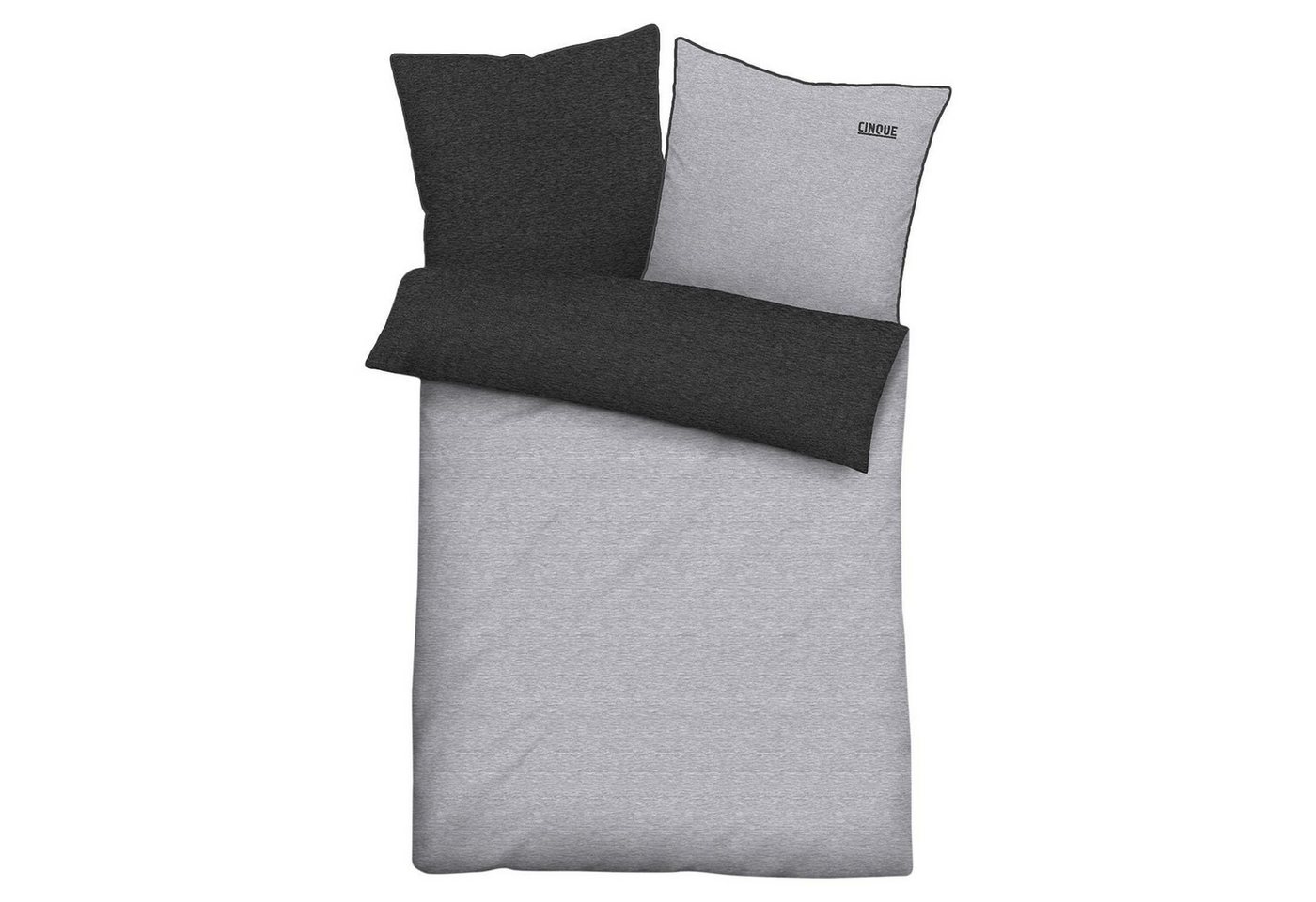Biberna Wendebettwäsche CINQUE, 135 x 200 cm, Anthrazit, Silbergrau, Jersey, 2 teilig, mit Reißverschluss Biberna Wendebettwäsche CINQUE, 135 x 200 cm, Anthrazit, Silbergrau, Jersey, 2 teilig, mit Reißverschluss von Biberna