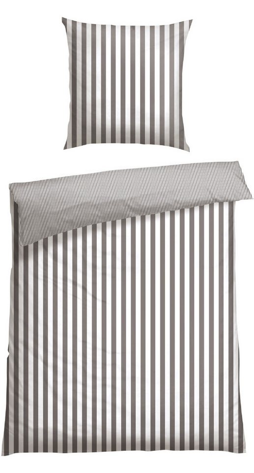 Biberna Wendebettwäsche Marie aus weicher Baumwolle mit Streifen allover, Feinbiber, 2 teilig, Made in Green von Biberna