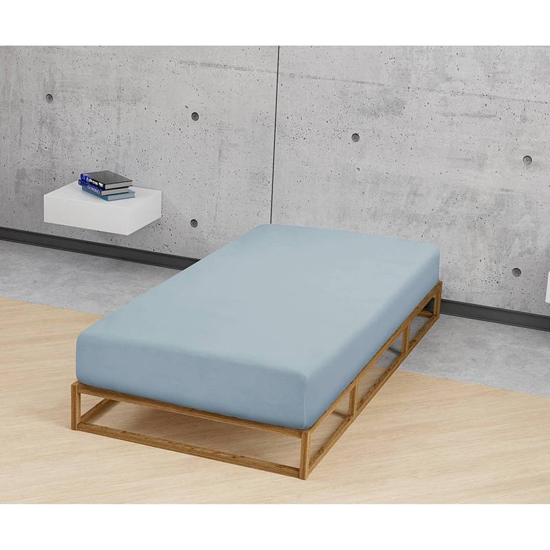 home24 Frottee-Stretch-Spannbettlaken 0012344 140-160 x 200 cm Blau/Hellblau von home24