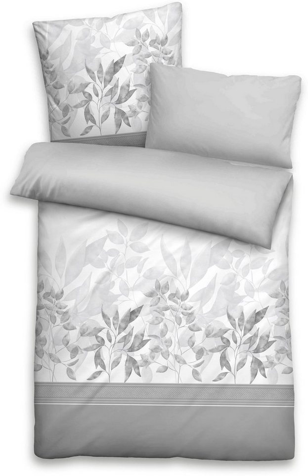 Biberna Wendebettwäsche Azra, Satin, 3 teilig, feiner Glanz + weicher Griff, pflegeleicht, als 3er- oder 6er-Set von Biberna