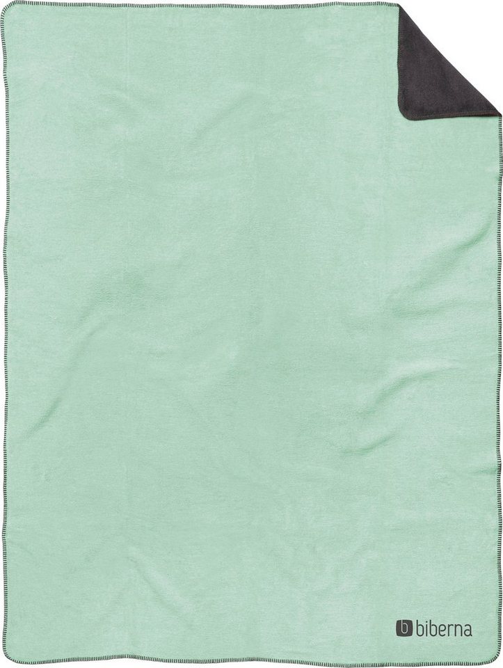 Wohndecke Katrin, Biberna, wohlig warme Doubleface Decke mit Häkeleinfassung von Biberna