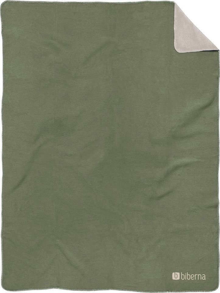 Wohndecke Katrin, Biberna, wohlig warme Doubleface Decke mit Häkeleinfassung von Biberna