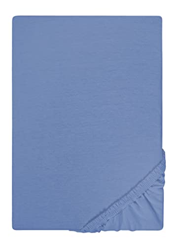 biberna Jersey-Spannbetttuch 0077155 blau 1x 180x200 cm - 200x200 cm von biberna