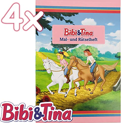4 Mal- und Rätselhefte * BIBI & TINA * mit 12 Seiten in DIN A6 | perfekt als Mitgebsel oder Geschenk | Malbuch Malen Malblock Kinder Pferde Pony Mädchen von Bibi & Tina