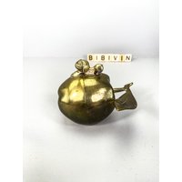 Dose/Aschenbecher Aus Messing Apfel Mit Schnecke, Original Vintage 70Er Jahre von Bibivin