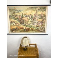Schulwandkarte Vintage, Rollkarte, Mid Century Schulposter, Mittelalter, Mittelalterliches Bauernleben, Wandkarte Schulwandkarte Vintage, Rollkarte, Mid Century Schulposter, Mittelalter, Mittelalterliches Bauernleben, Wandkarte von Bibivin