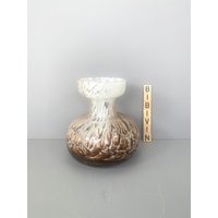 Vase Murano Style in Bauchiger Form Weiß Braun Gesprenkelt Vase Murano Style in Bauchiger Form Weiß Braun Gesprenkelt von Bibivin