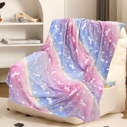 Bibykivn Einhorn Decke Kuscheldecke Kinder - Decke Leuchtet im Dunkeln, Flauschig Kinderdecken, Sofadecke für 1-10 Jährige Mädchen und Jungen, Weiche Wohndecke für Geschenk (Einhorn 3, 100 x 150cm) Bibykivn Einhorn Decke Kuscheldecke Kinder - Decke Leuchtet im Dunkeln, Flauschig Kinderdecken, Sofadecke für 1-10 Jährige Mädchen und Jungen, Weiche Wohndecke für Geschenk (Einhorn 3, 100 x 150cm) von Bibykivn
