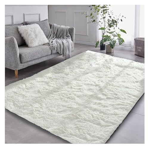 Bibykivn Teppich Flauschig Wohnzimmer Hochflor Teppiche, Anti-Rutsch Unterseite Waschbarer Teppich, Komfortabler Shaggy Langflor Teppich, Schlafzimmer Weich Carpet Groß (Cremefarben, 120x160 cm) von Bibykivn