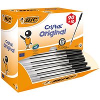 90 + 10 GRATIS: BIC Kugelschreiber Cristal® Original transparent, Schreibfarbe: schwarz, 90 St. + GRATIS 10 St. von Bic