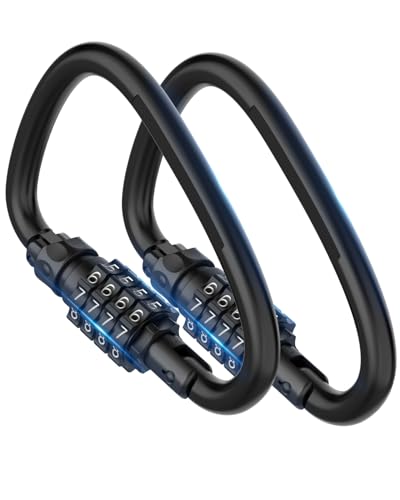 Zahlenschloss Vorhängeschloss, 4-stellige robuste Karabiner-Clips, D-förmiges Code-Kombinationsschloss für Fahrrad-Sicherheitskabelschloss, Helm, Outdoor, Fahrrad, Zaun, Reiseetui (2, Schwarz) von BiceNoning