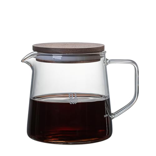 Bicuzat Eleganter Milchkännchen aus klarem Glas, Kaffeekanne, Servierset mit Griff und Holzdeckel, glatt, 284 ml von Bicuzat