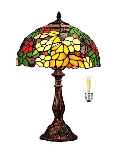 12" Tischlampen Im Tiffany-stil/barocke Schreibtischlampenleuchte, Handgefertigtes Buntglas Und Körper, Europäische Nachttischlampe Im Vintage-stil, Wohnzimmer Mit Pastoralem Akzent(Color:12" flowers) von Bidesen