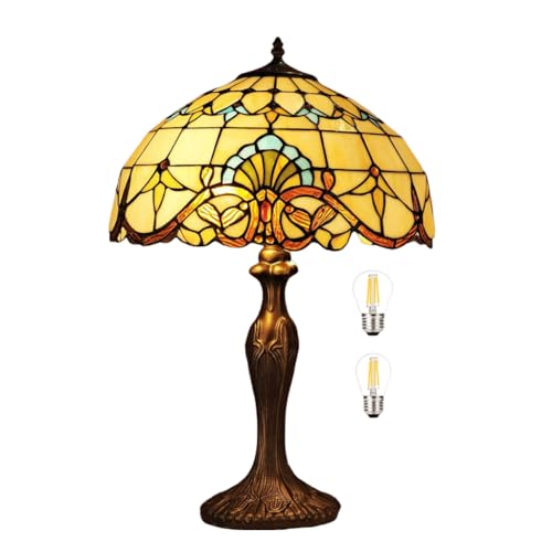 16-zoll-buntglas-tischlampe Im Tiffany-stil Mit 16 Zoll Breitem, Handgefertigtem Lampenschirm Für Wohnzimmer, Schlafzimmer, Nachttisch, Couchtisch von Bidesen