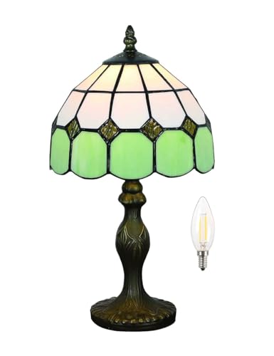 Bidesen 8-Zoll-tischlampe Im Tiffany-Stil, Vintage-tischlampe, Handgefertigte Tischlampe Mit Buntglasschirm, Schlafzimmer-nachttischlampe, Arbeitszimmer-tischlampe, Büro-tischlampe(Color:Green-1) von Bidesen