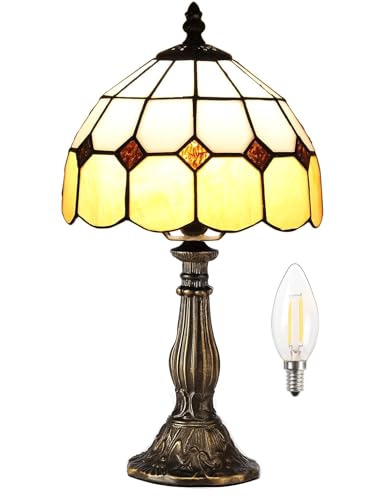 Bidesen 8-Zoll-tischlampe Im Tiffany-Stil, Vintage-tischlampe, Handgefertigte Tischlampe Mit Buntglasschirm, Schlafzimmer-nachttischlampe, Arbeitszimmer-tischlampe, Büro-tischlampe(Color:Yellow-2) von Bidesen