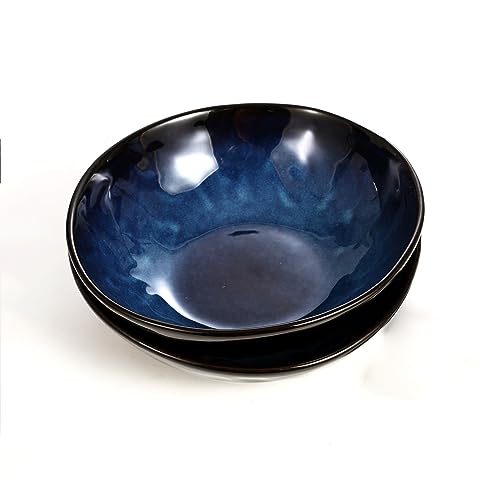 Bidesen Porzellan Salatschüssel Keramik Suppenschüssel Große Ramenschüssel Nudelschüssel Müsli Dessertschüssel Haferflockenschüssel Teller Obstschüssel Servierschüssel-Blau (S-2er-Pack) von Bidesen