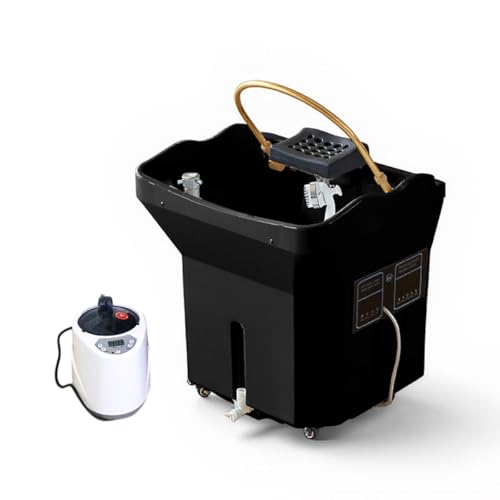 Bidesen Whirlpool 60L mit Thermostat & Dampfinhalation | Blasensystem, 360° Zirkulation | Für SPA Liegen, Konstant 30-55°C (Schwarz + Vernebler) von Bidesen