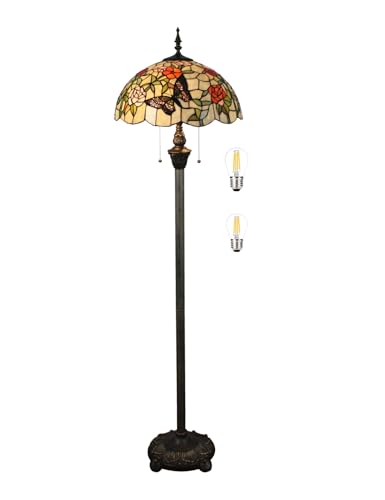 Tiffany Stehlampe Gelb Liaison Buntglas Stehende Leselampe 16 Zoll Antike Ecke Lampe Dekor Schlafzimmer Wohnzimmer Home Office (A6) von Bidesen