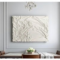 Original Weißer Stoff Texturiert, Abstrakte Leinwand Malerei, Große Gips Wandkunst, Geschenk Der Muttertag von BidyArt