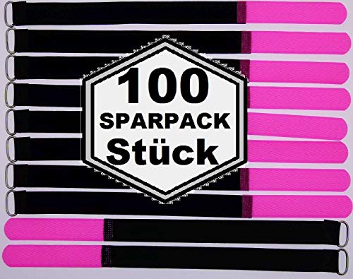 100x 30 cm x 20 mm wiederverschließbare Klett-Kabelbinder NEON PINK mit Metall-Öse - Kabel-Klettband 300 mm wiederverwendbar 100x 30 cm x 20 mm wiederverschließbare Klett-Kabelbinder NEON PINK mit Metall-Öse - Kabel-Klettband 300 mm wiederverwendbar von Bie-Tec