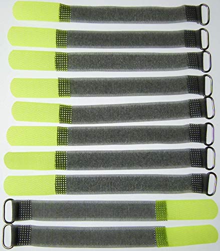 10x 16 cm x 16 mm FUK wiederverschleßbare Klett-Kabelbinder NEON GELB mit Metall-Öse - Kabel-Klettband 160 mm wiederverwendbar von Bie-Tec