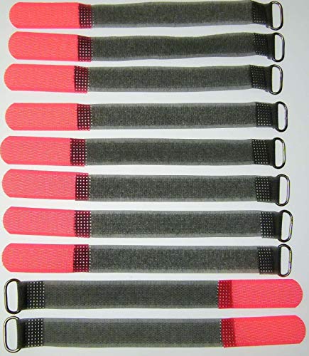 10x 16 cm x 16 mm FUK wiederverschleßbare Klett-Kabelbinder NEON ROT mit Metall-Öse - Kabel-Klettband 160 mm wiederverwendbar von Bie-Tec