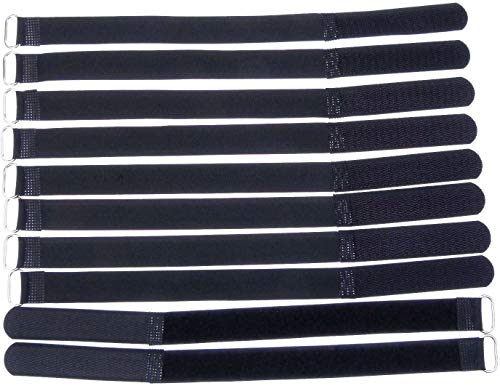 10x 30 cm x 20 mm wiederverschließbare Klett-Kabelbinder SCHWARZ mit Metall-Öse - Kabel-Klettband 300 mm wiederverwendbar von Bie-Tec