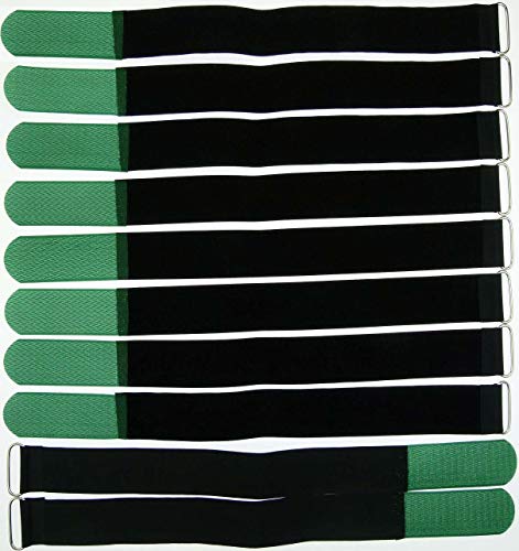 10x 40 cm x 40 mm wiederverschließbare Klett-Kabelbinder DUNKEL GRÜN mit Metall-Öse - Kabel-Klettband 400 mm wiederverwendbar von Bie-Tec