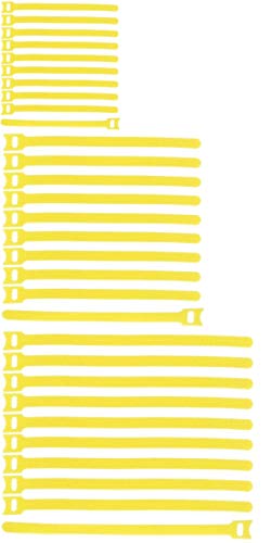 150 x Klettkabelbinder Gelb 150 mm, 200 mm & 300 mm lang - Klett Kabelbinder Kabel-Klettband - Wiederverschliessbar/Wiederverwendbar (150, Länge gemischt Gelb) von Bie-Tec