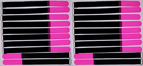 20x 30 cm x 25 mm wiederverschließbare Klett-Kabelbinder NEON PINK mit Metall-Öse - Kabel-Klettband 300 mm wiederverwendbar von Bie-Tec