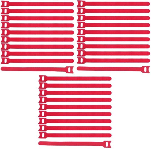 30 x Klettkabelbinder 200 x 25 mm Rot Klett Kabelbinder Kabel-Klettband - Wiederverschliessbar/Wiederverwendbar (30, 200 x 25 mm Rot) von Bie-Tec