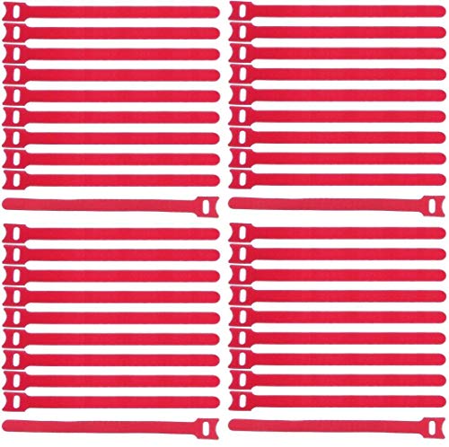 40 x Klettkabelbinder 200 x 25 mm Rot Klett Kabelbinder Kabel-Klettband - Wiederverschliessbar/Wiederverwendbar (40, 200 x 25 mm Rot) von Bie-Tec