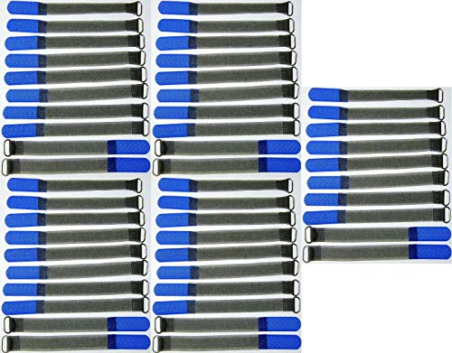 50x 16 cm x 16 mm FUK wiederverschleßbare Klett-Kabelbinder BLAU mit Metall-Öse - Kabel-Klettband 160 mm wiederverwendbar von Bie-Tec