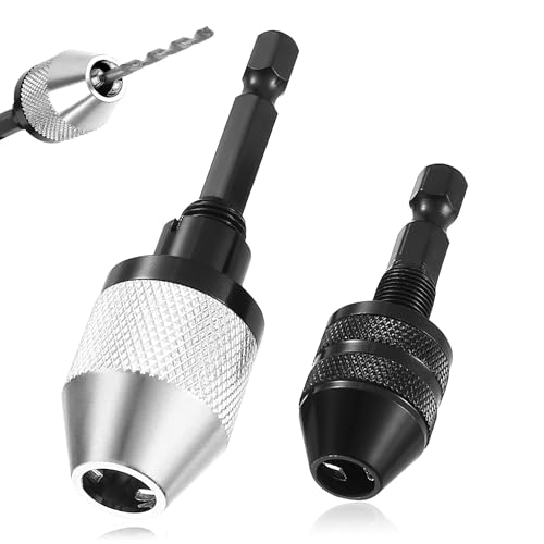 2 STK Schnellspannbohrfutter, Schnell Bohrfutter Adapter, Keyless Bohrfutter, 1/4" Sechskantschaft Bohrer Adapter, Schnellwechsel Bohrfutteradapter für Schlagbohrmaschine, 0.3-6.5mm, 0.3-3.6mm von BieMian