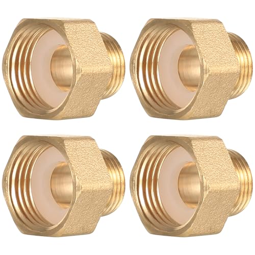 BieMian 4 STK Reduzierung 1/2 Zoll auf 3/8 Zoll Adapter,Messing Reduzierstück 1/2 Zoll auf 3/8 Zoll(Außen x Innen),Gewindefittings Messingfittings für Umwandlung von Rohrverbindungen von BieMian
