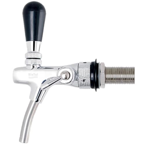 BieTal® Kompensatorhahn Schankhahn Zapfhahn Einstellbarer Bierhahn mit Schaumtaste - verchromt - 55mm von BieTal