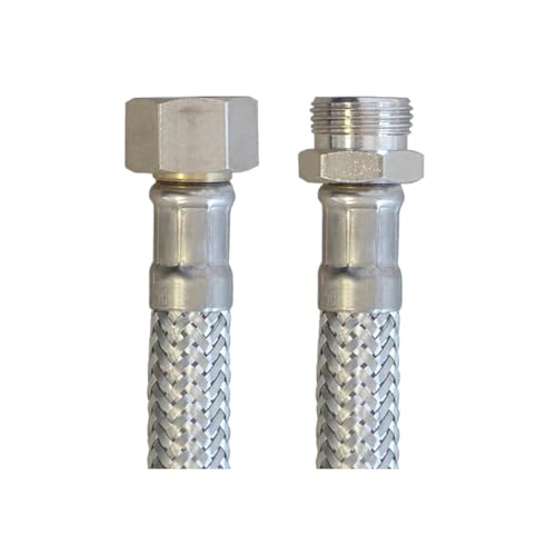 Flex Wasser Sanitär Gewebe Panzerschlauch 50cm (500mm) Verlängerungsschlauch DN8 3/8 Zoll Überwurfmutter (IG) Außengewinde (AG) Anschluß Schlauch Wasserhahn Küchenarmatur Armaturen Spülkasten von BieTal