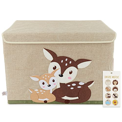 BIECO Aufbewahrungsbox mit Deckel | 65 l faltbar | 36 x 36 x 51 cm | Spielzeugkiste aus Stoff, Box mit Deckel, große Aufbewahrungsbox, Spielzeugbox, Aufbewahrungsbox für Kinder, Motiv Igel von Bieco