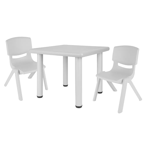 Bieco Kindertisch mit 2 Stühlen | Für Innen und Außen | Kindertisch mit Stühle Stapelbar & Kippsicher | Basteltisch Kinder Tisch Stuhl Set Maltisch für Kinder Sitzgruppe Kinder Tisch mit 2 Stühlen von Bieco