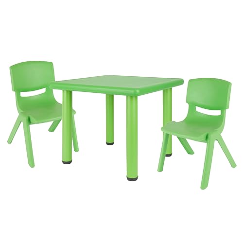 Bieco Kindertisch mit 2 Stühlen | Für Innen und Außen | Kindertisch mit Stühle Stapelbar & Kippsicher | Basteltisch Kinder Tisch Stuhl Set Maltisch für Kinder Sitzgruppe Kinder Tisch mit 2 Stühlen von Bieco