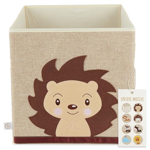 Bieco Spielzeugkiste Igel Piksi - Kiste für Spielzeug - Kisten Kallax Regal Kisten Aufbewahrung - Aufbewahrungsbox Spielzeug Regal Kinderzimmer - Box für Spielzeug Kisten für Regal Boxen 33x33 von Bieco