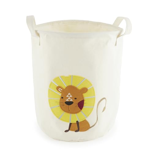 Bieco Wäschekorb Baby Löwe | Großer Aufbewahrungskorb Kinder Baumwolle und Wasserabweisend | Aufbewahrung Kinderzimmer | Wäschekorb Kinderzimmer Mädchen Spielzeug Korb von Bieco